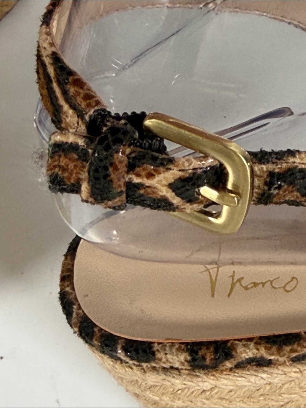 Franco Sarto A-Camino Leopard Espadrille Wedge Heels Women’s Size 7 Ankle Strap - Picture 12 of 13